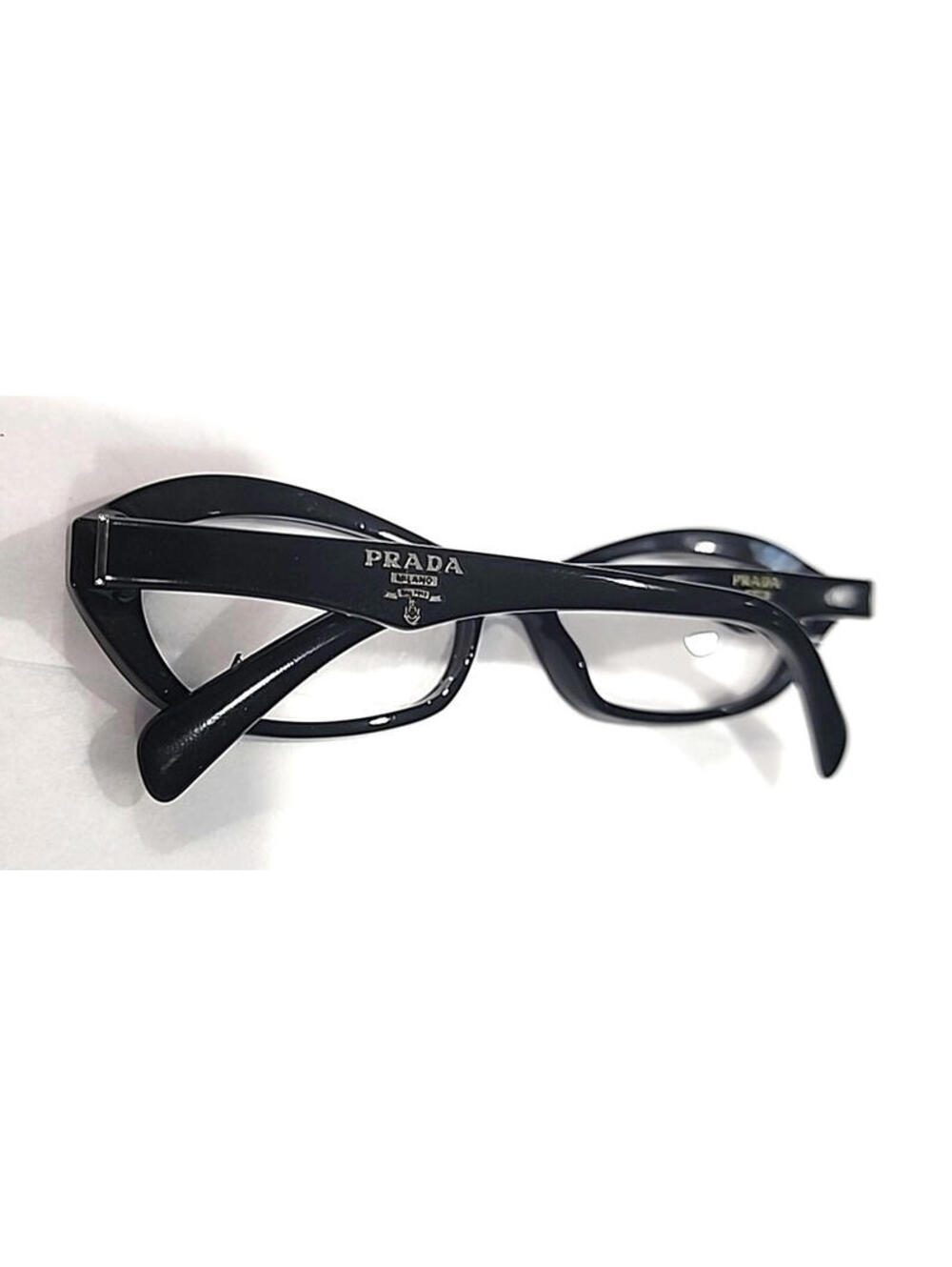 PRADA VPR110 IAB 101 Milan Glossy Black Oval Eyeglasses 54-16 135 Case Box Cloth - Picture 6 of 9